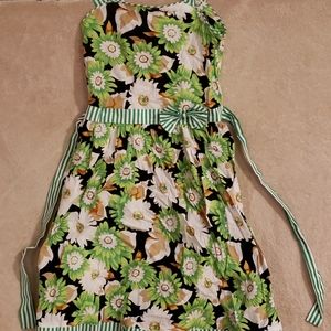 Green Flowers & Stripes Dress